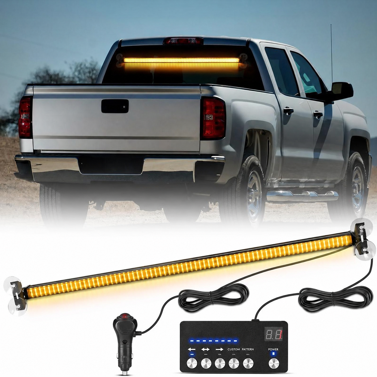 144 LED Traffic Advisor Strobe Light Bar Kit For Cars