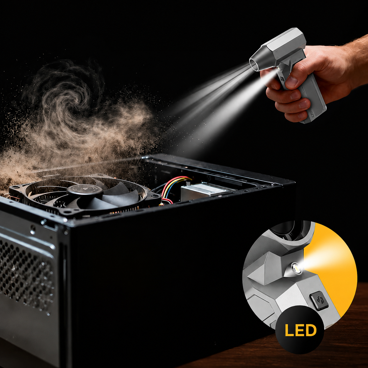 4 Gear Adjustable Rechargeable Air Blower With LED Light And Cordless Turbo Fan