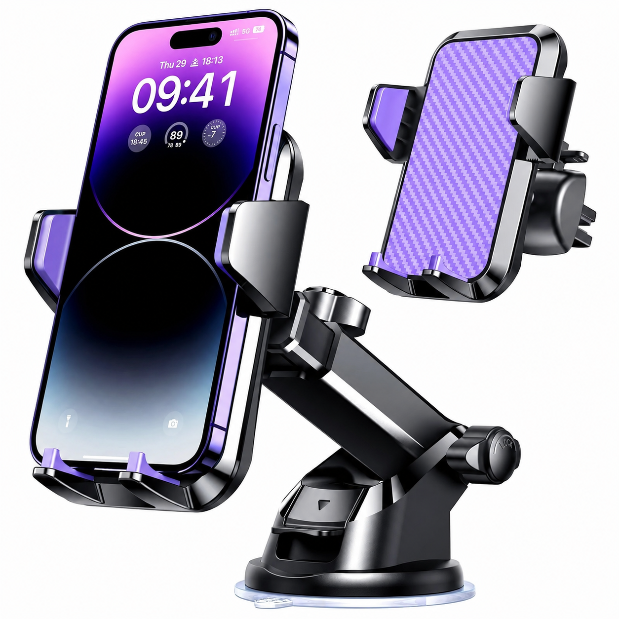 Military Grade Car Phone Holder With 85 LBS Suction Mount For iPhone 17 Pro Max