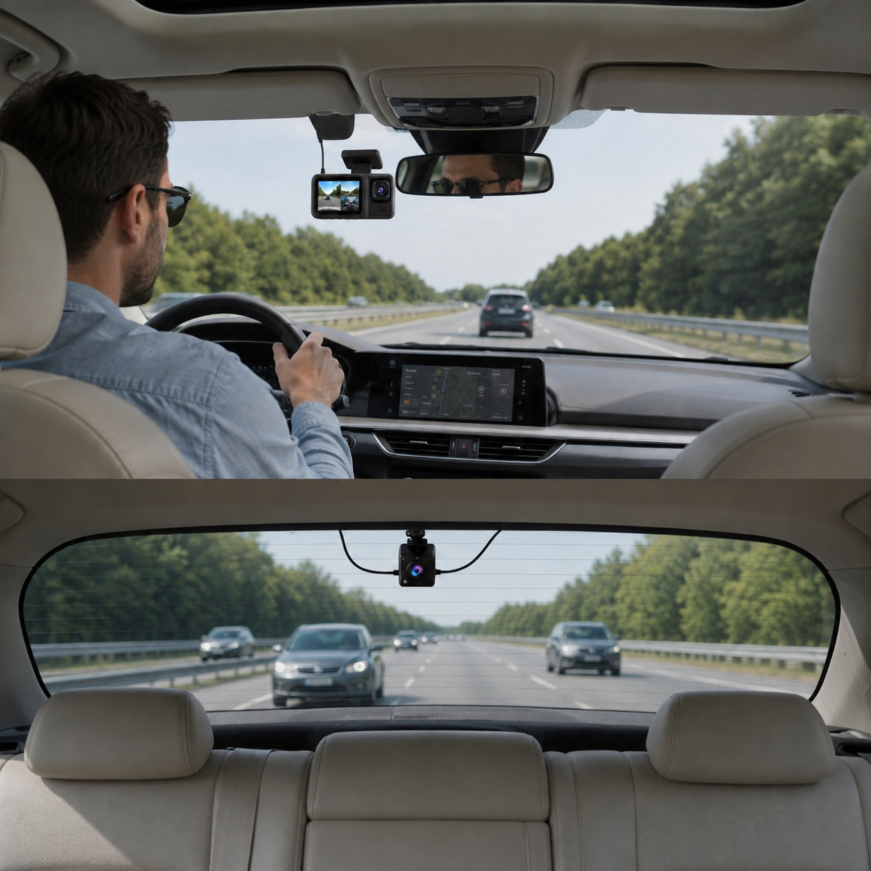 3 Channel Front Rear Interior Dash Cam With Night Vision For Cars