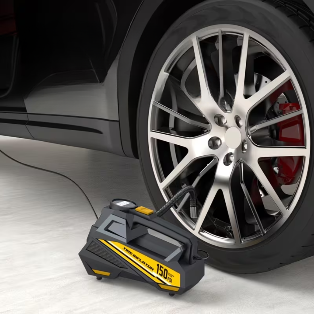 Portable 12V Tire Inflator 150 PSI Air Compressor Pump With LED Light And Digital Display