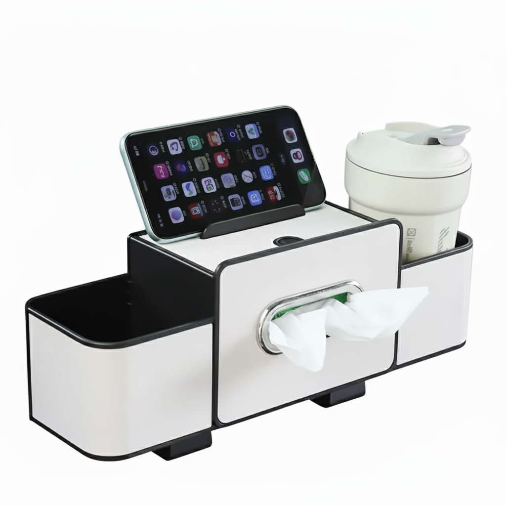 3 In 1 Luxury Car Backseat Organizer With Cup Holders And Storage Compartments