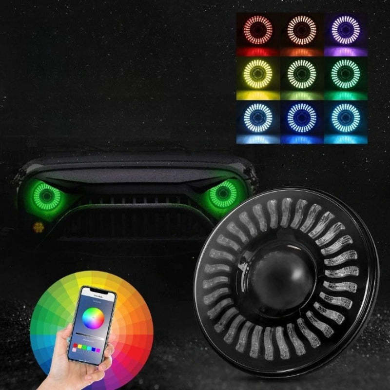 Set Of 2 Round Halo LED Headlight For Wrangler-Car Door Sills