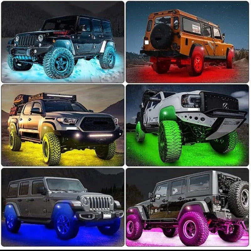 Set Of 4 RGB UTV Rock Lights-Car Door Sills