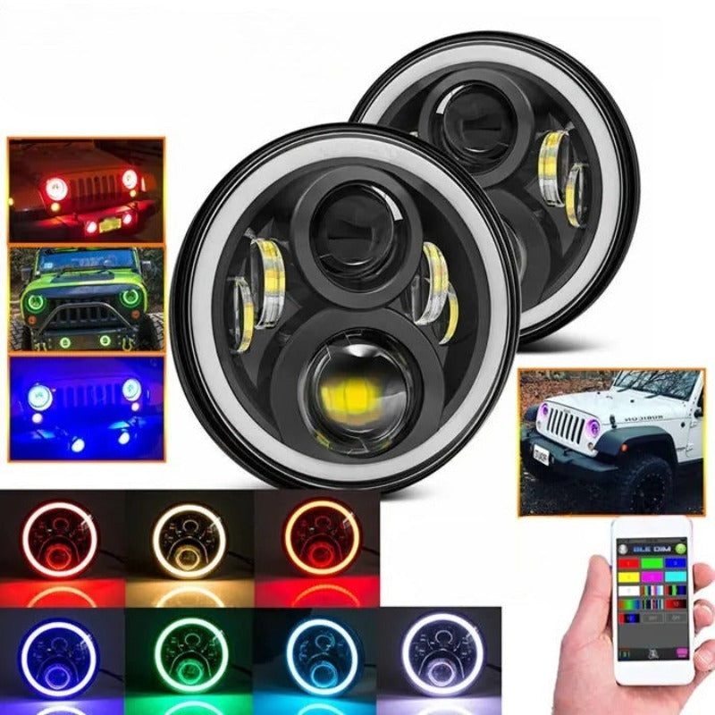 Set Of 2 RGB Headlights For Jeep Wrangler-Car Door Sills