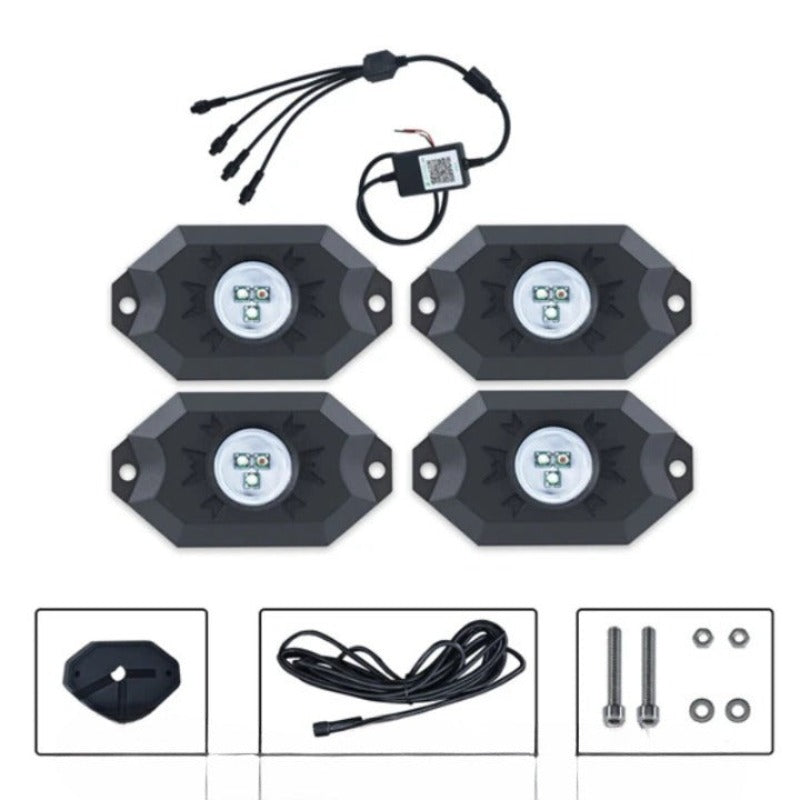 Set Of 4 Multicolor Rock Light-Car Door Sills