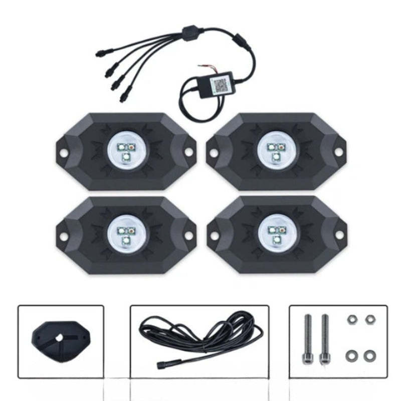 Set Of 4 Multicolor Rock Light-Car Door Sills