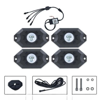 Set Of 4 Multicolor Rock Light-Car Door Sills