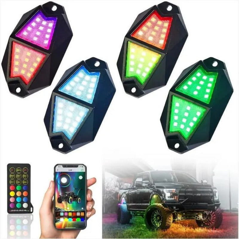 Set Of 4 Bluetooth Controller LED Rock Lights-Car Door Sills