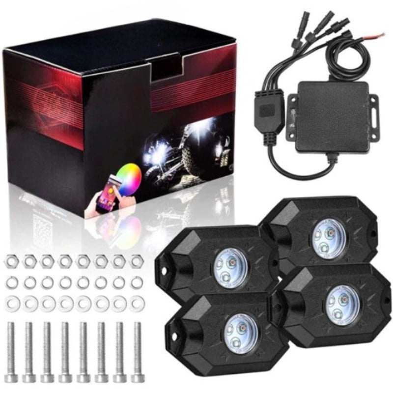 Set Of 4 Multicolor Rock Light-Car Door Sills