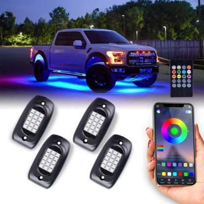 Set Of 4 RGB UTV Rock Lights-Car Door Sills