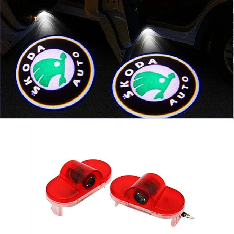 Set Of 2 Skoda Car LED Car Door Lights-Car Door Sills
