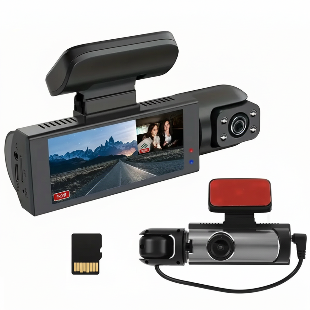 1080P Dual Lens Dash Cam Wide Angle Car Driving Recorder