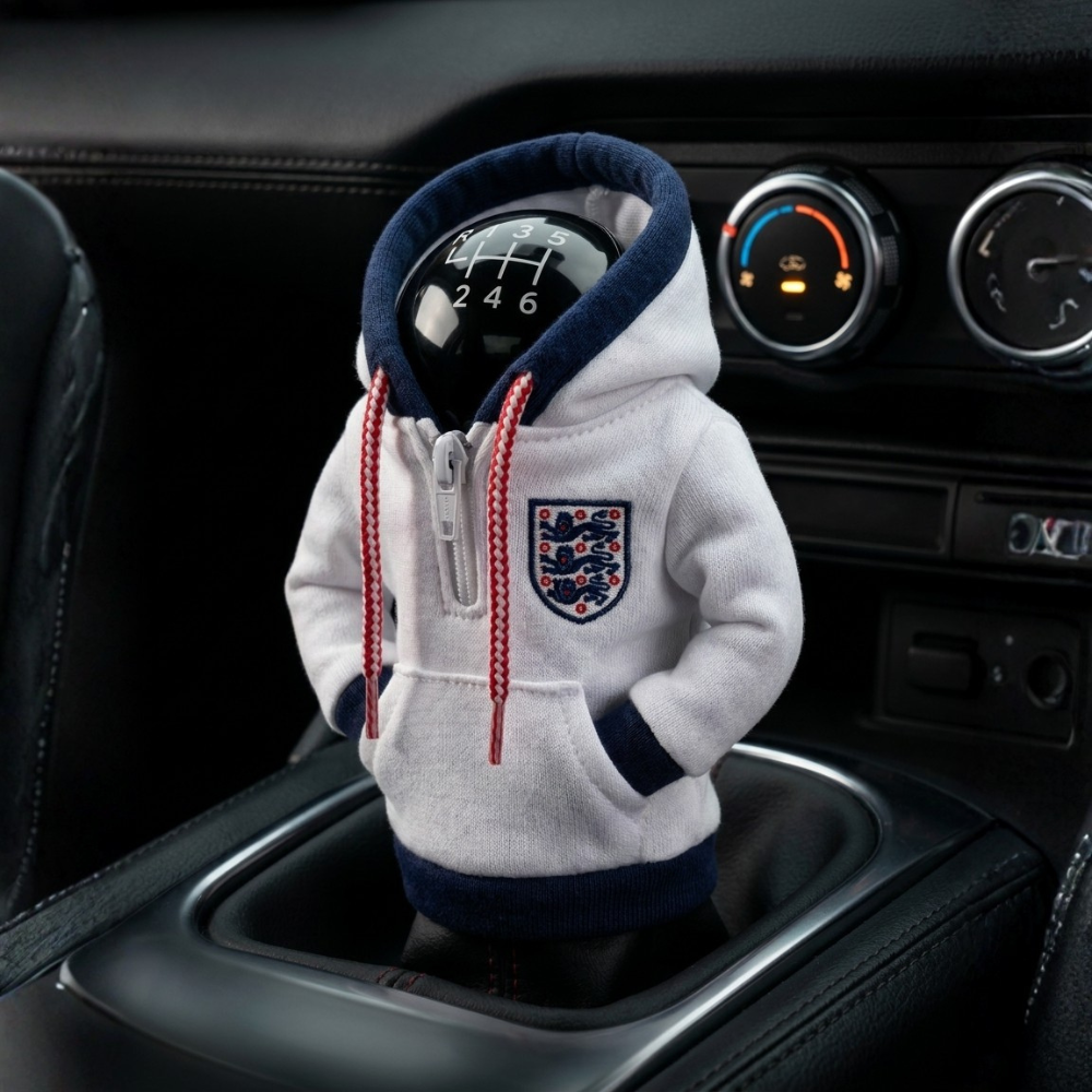 England Gear Shift Hoodie Cover, Three Lions White and Navy Fan Decor for World Cup 2026