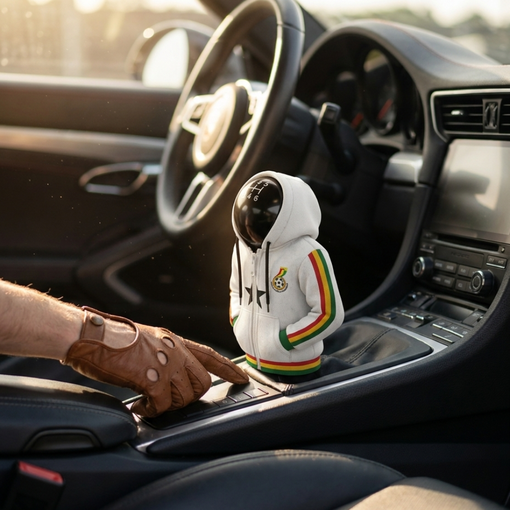 Ghana Black Stars Gear Shift Hoodie Cover, Fan Pride Car Decor for World Cup 2026
