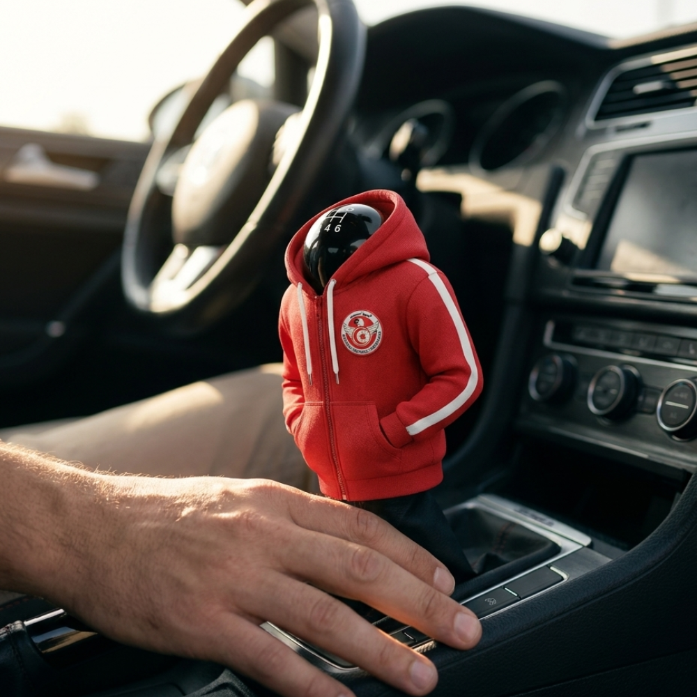Tunisia Gear Shift Hoodie Cover, Carthage Eagles Red and White Fan Decor for Your Car