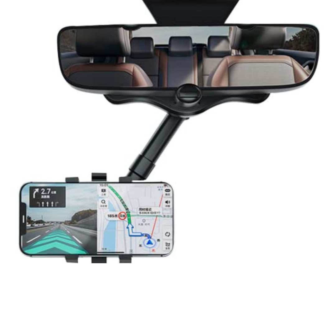360 Degree Rotatable And Retractable Rear View Mirror Phone Holder