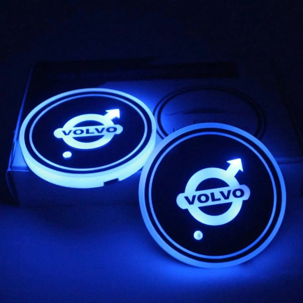 Volvo Logo LED Car Cup Holder Lights-Car Door Sills