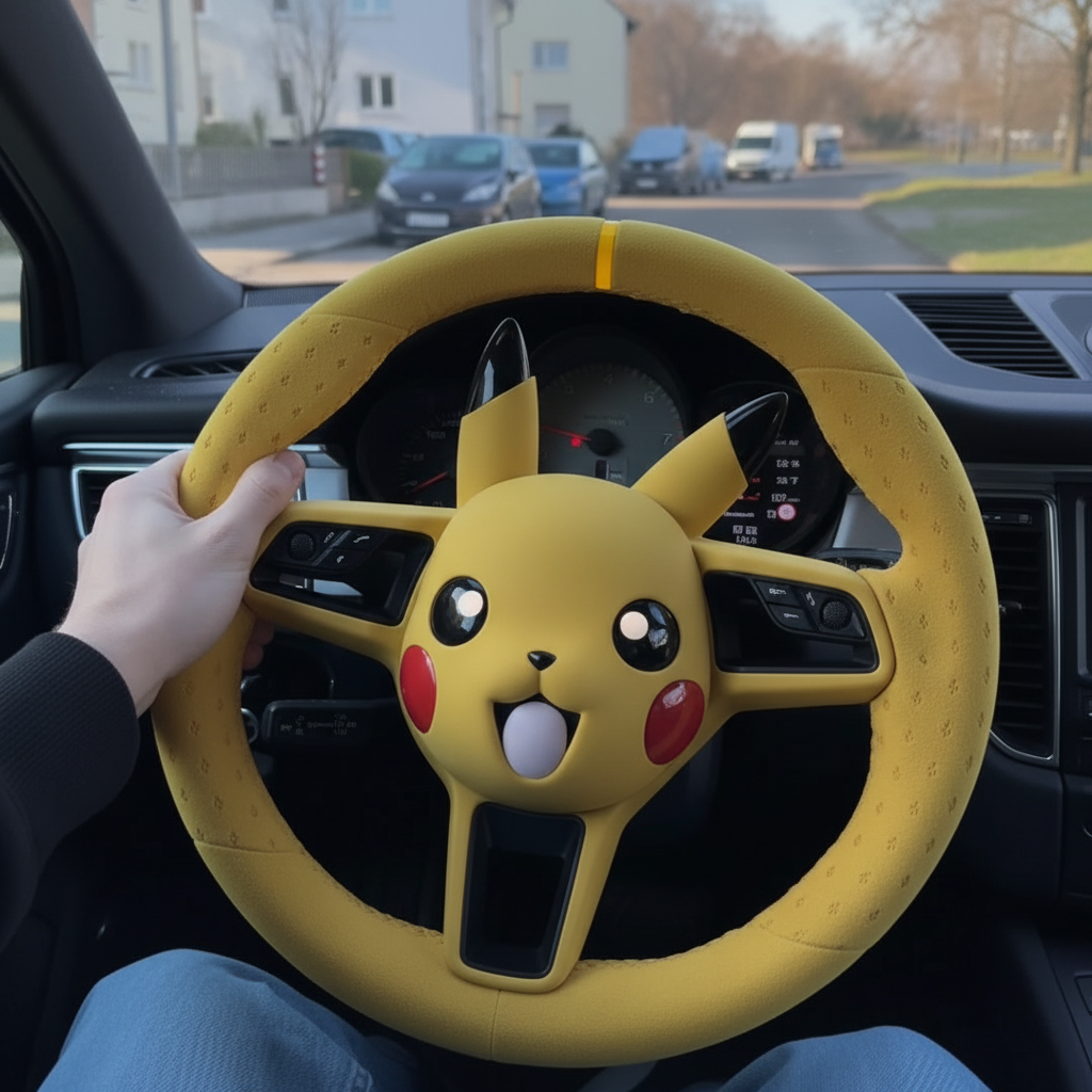 Pikachu Design Steering Wheel Cover With Soft Grip