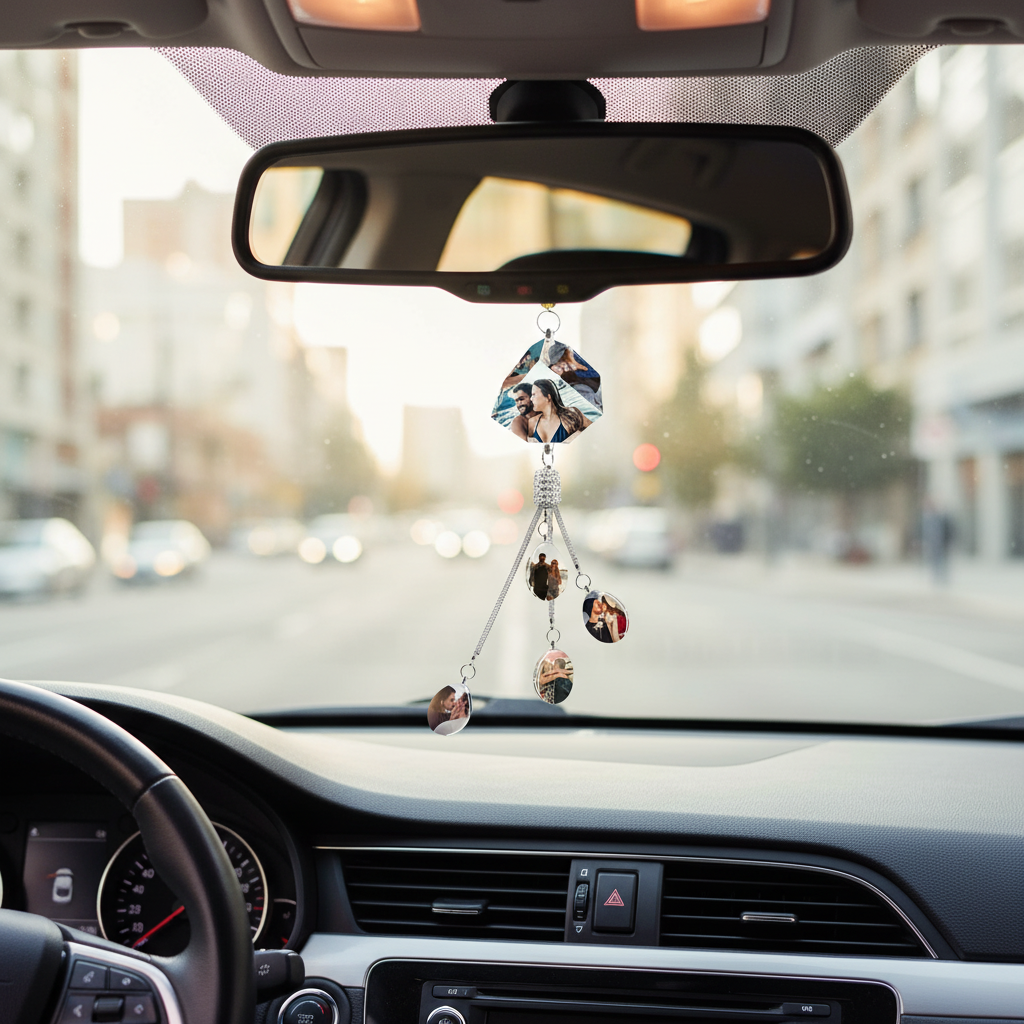 Personalized Photo Crystal Car Hanging Pendant