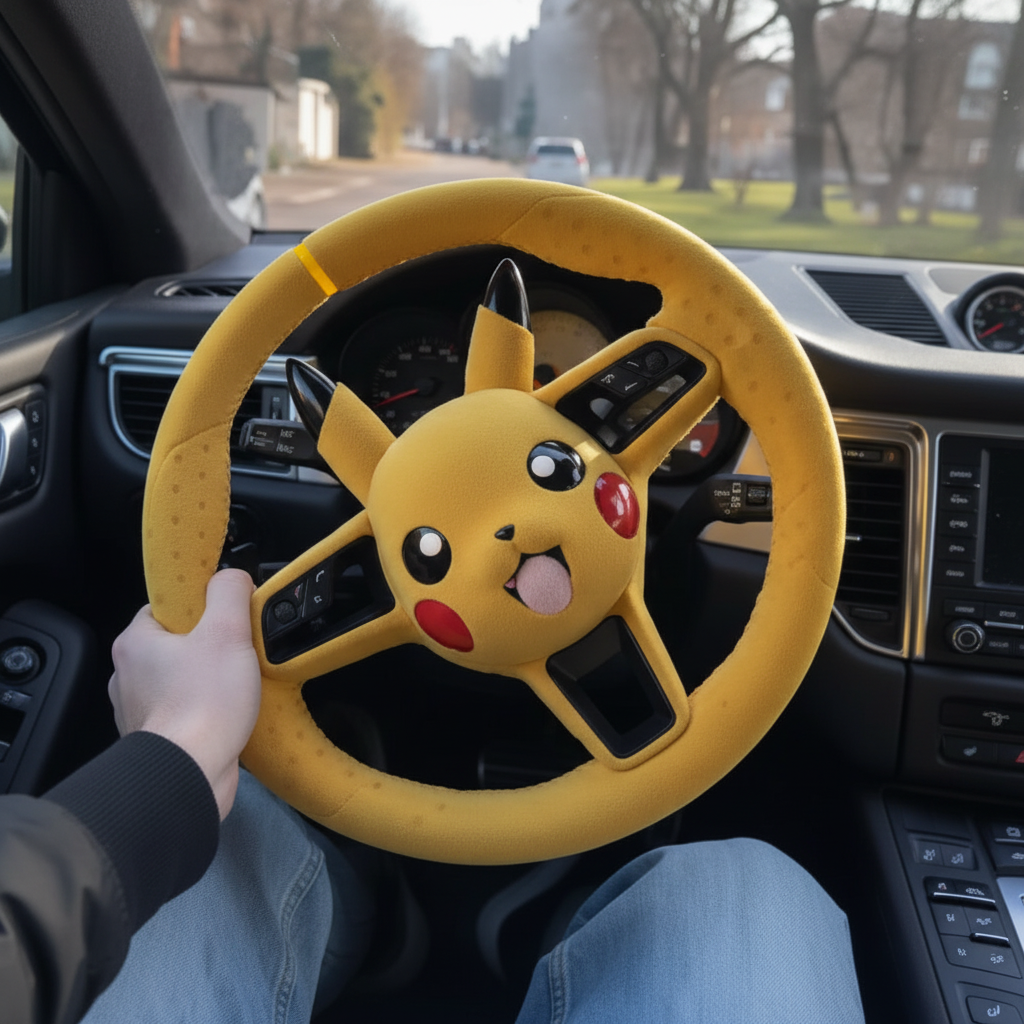Pikachu Design Steering Wheel Cover With Soft Grip