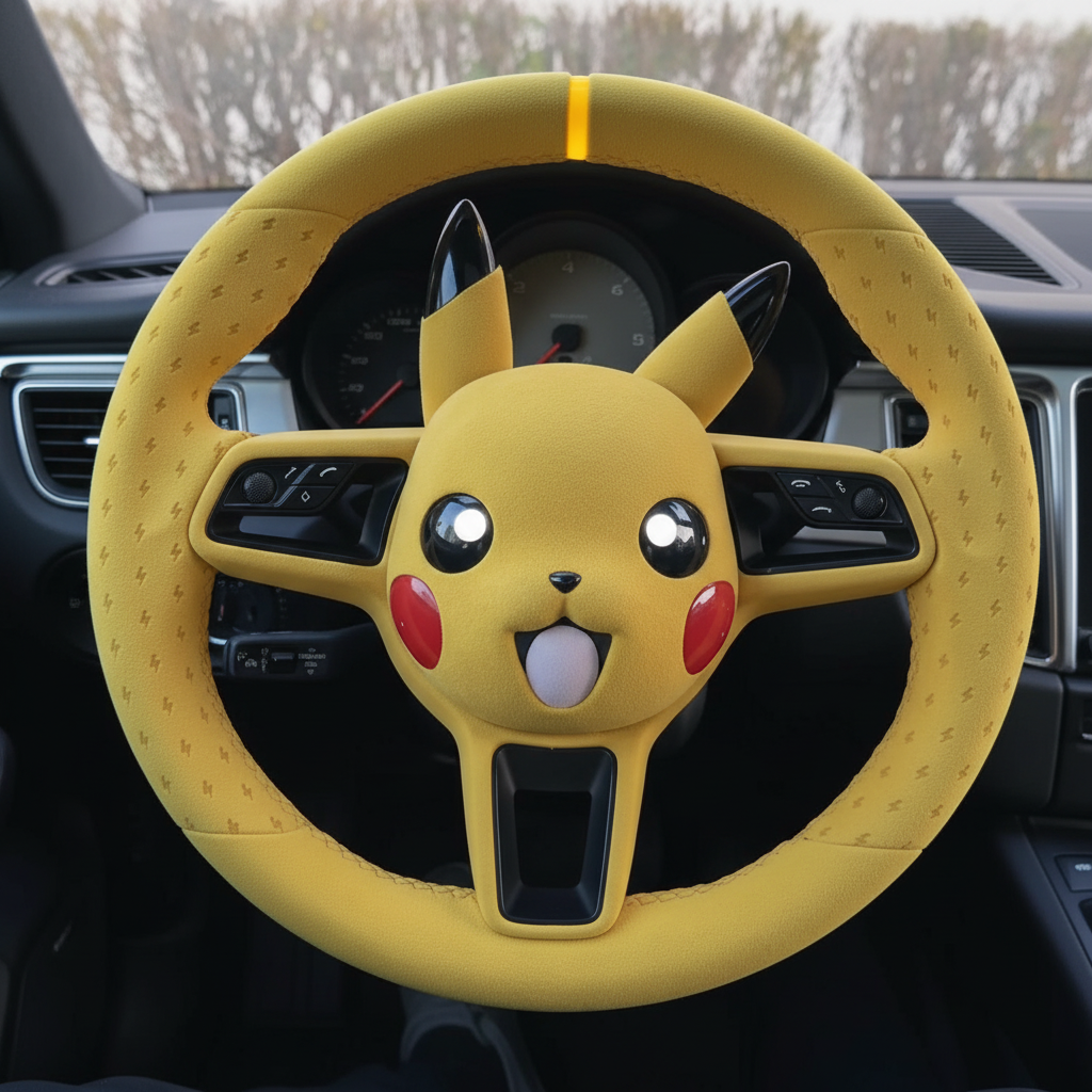 Pikachu Design Steering Wheel Cover With Soft Grip
