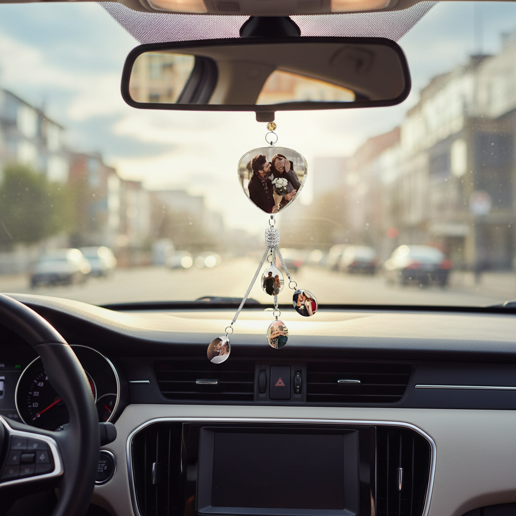 Personalized Photo Crystal Car Hanging Pendant