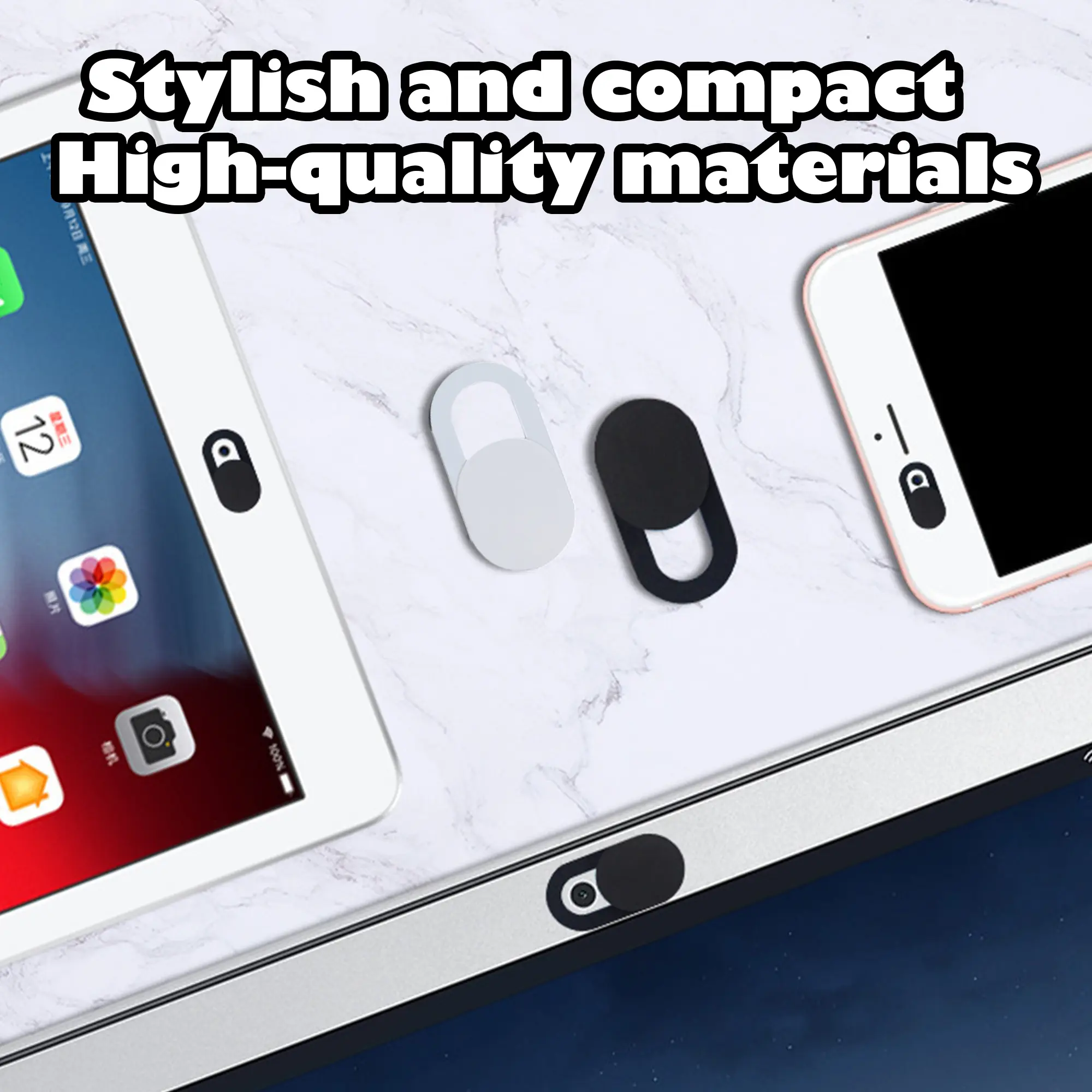 20 Counts Webcam Cover  Ultra Thin Laptop Camera Cover Slide for iPhone iPad MacBook Pro Computer iMac Cell Phone PC Accessories Camera Blocker Slider, Great for Privacy - Black and White