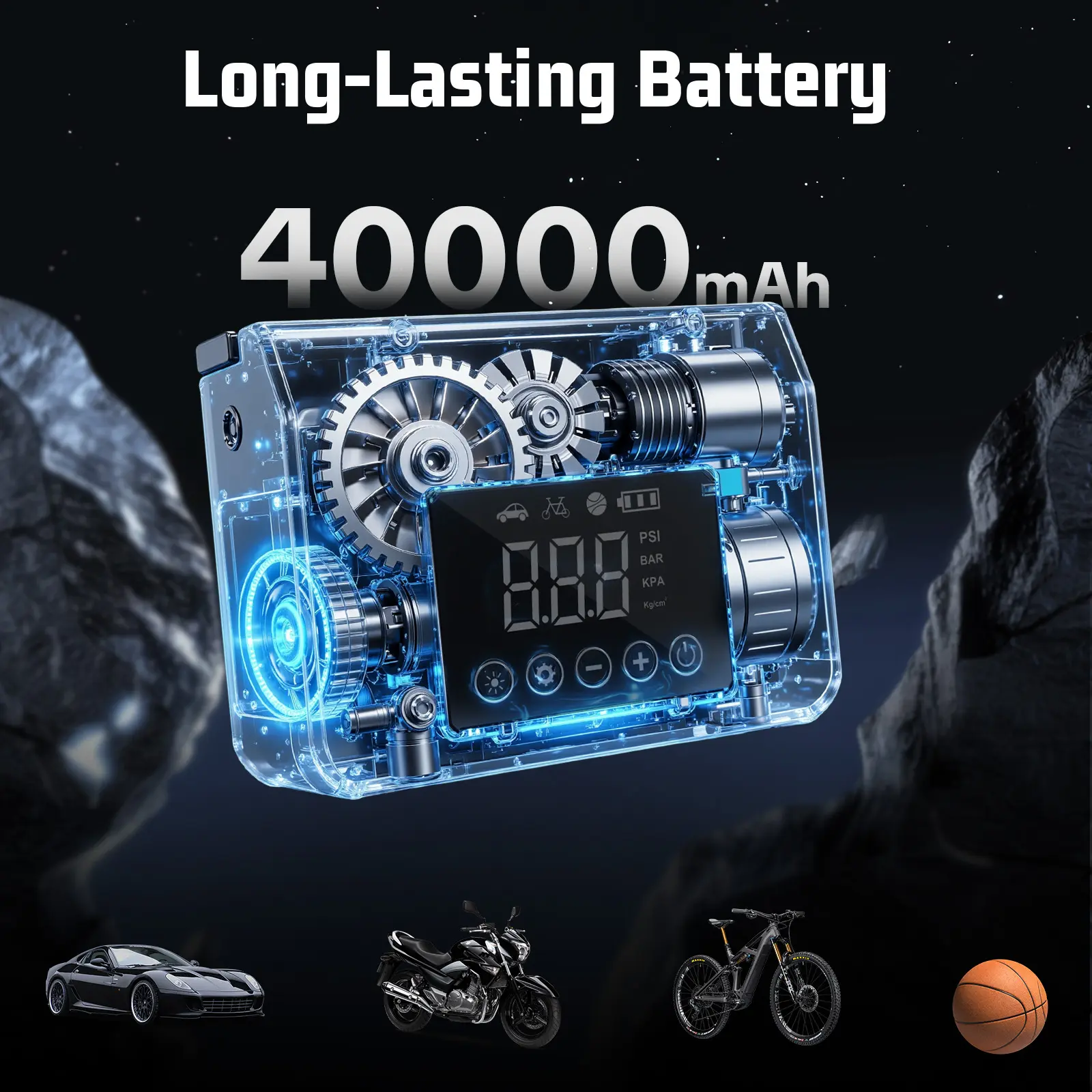 【PASLDA】4000A Portable Car Jump Starter with 150PSI Air Compressor & Digital Tire Inflator, Type-C Quick Charge Power Bank - Men's Car Accessory, Auto Accessory, Portable Charger, Gifts for Him, Men's Stuff,car accessories
