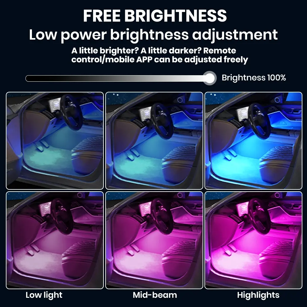 Smart RGB LED Car Interior Light Bar With App Music Control