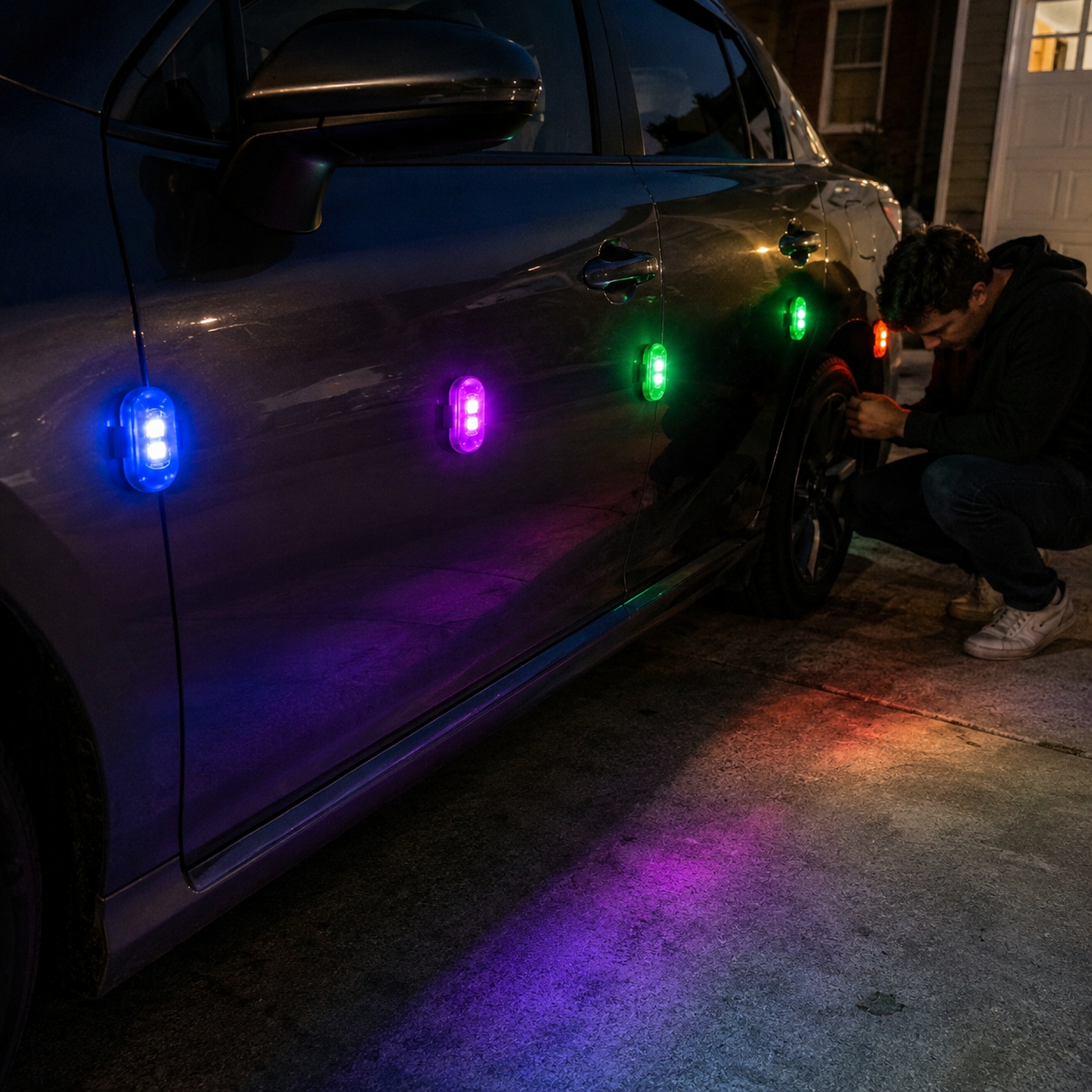 Pack Of 6 Wireless LED Strobe Lights With Remote Control For Cars