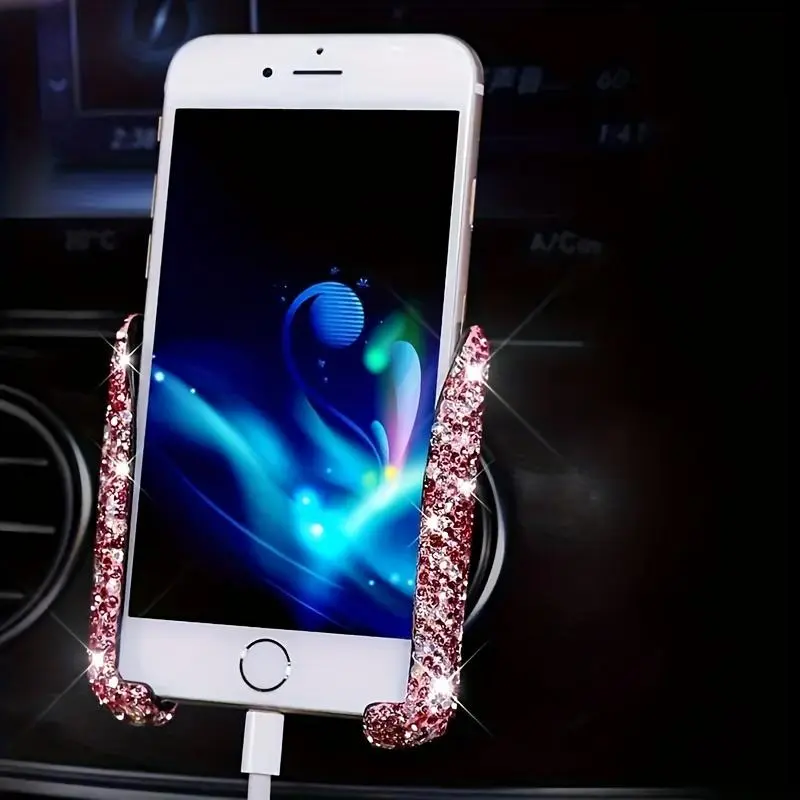 Rhinestone Decor Adjustable Air Vent Mount Phone Holder For Cars
