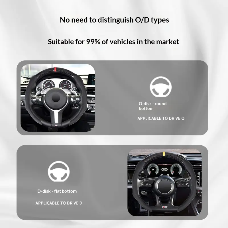 SUPEREVER Carbon Fiber-Microfiber-PU Leather Elastic Steering Wheel Cover, Automotive Car Steering Wheel Insert Accessories with Anti-Slip Lining, Durable Protective Ultra-Thin Grip, Perfect Fit for Cars Vehicle Auto Accessories, Vehicle Accessories