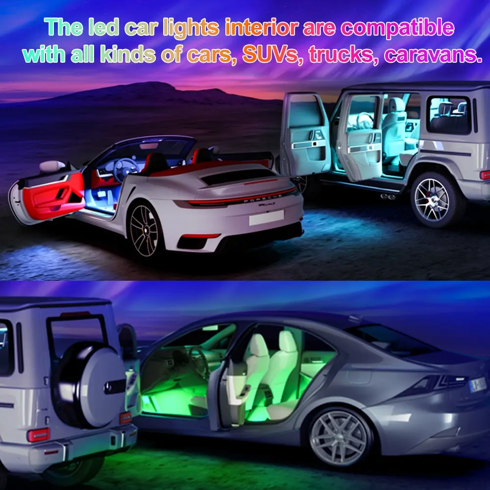 Smart RGB LED Car Interior Light Bar With App Music Control