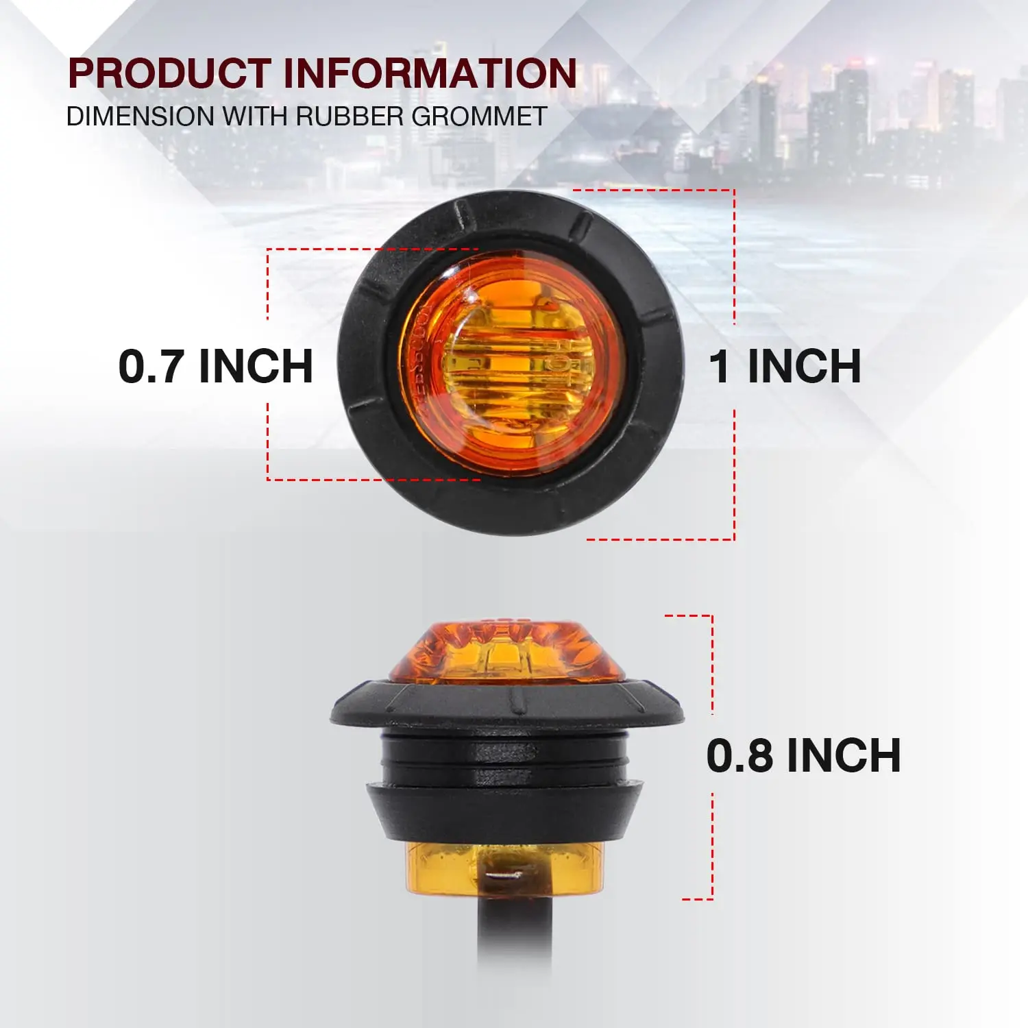 DIBMS 3/4 Inch Bullet Side Marker Light 50PCS Amber Round Clearance LED Front Rear Indicator Lights for Trailer Van Caravan Boat Truck RV Car Bus Led Backlights