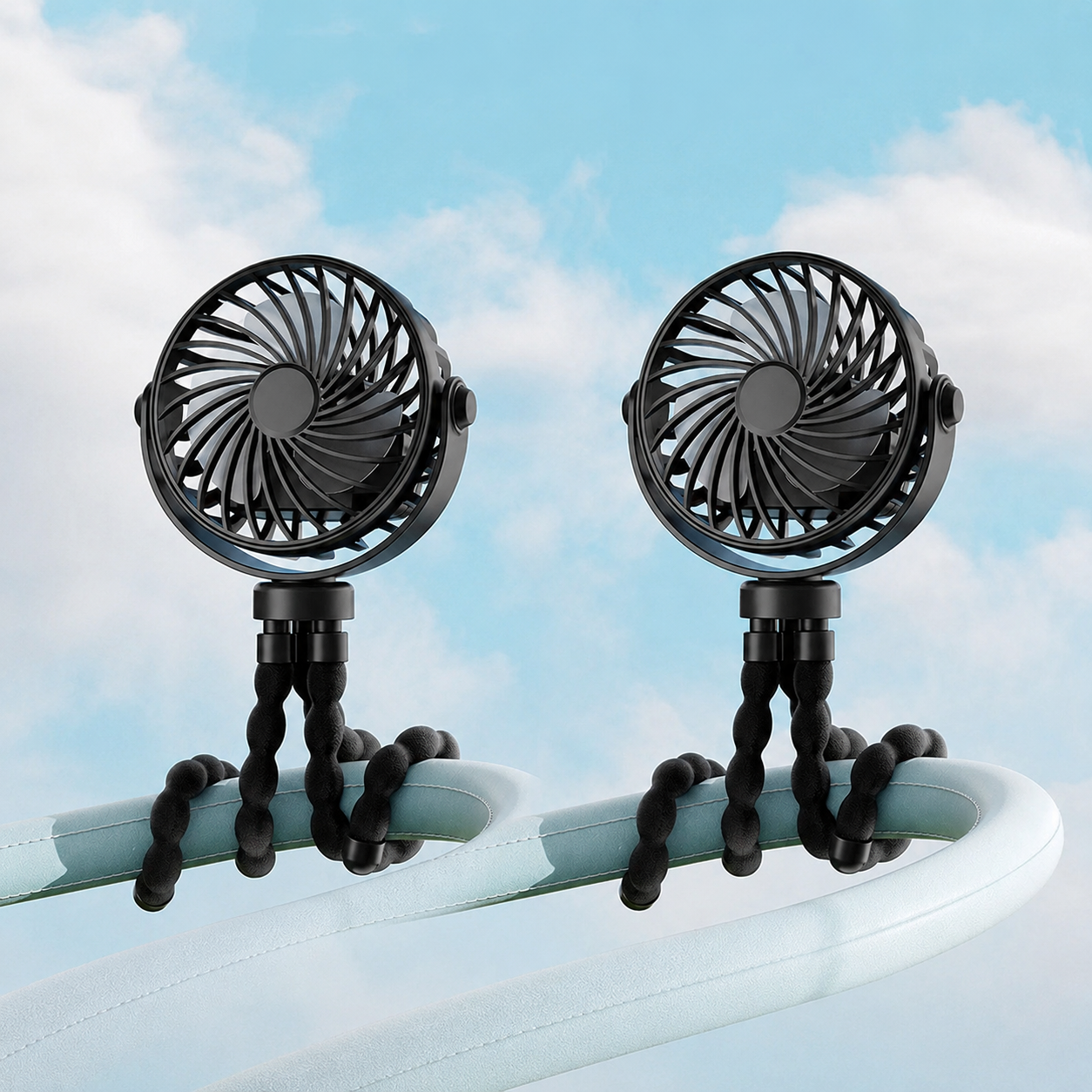 Octopus Shaped Portable Foldable Clip Fan With LED Night Light And 3 Adjustable Speed