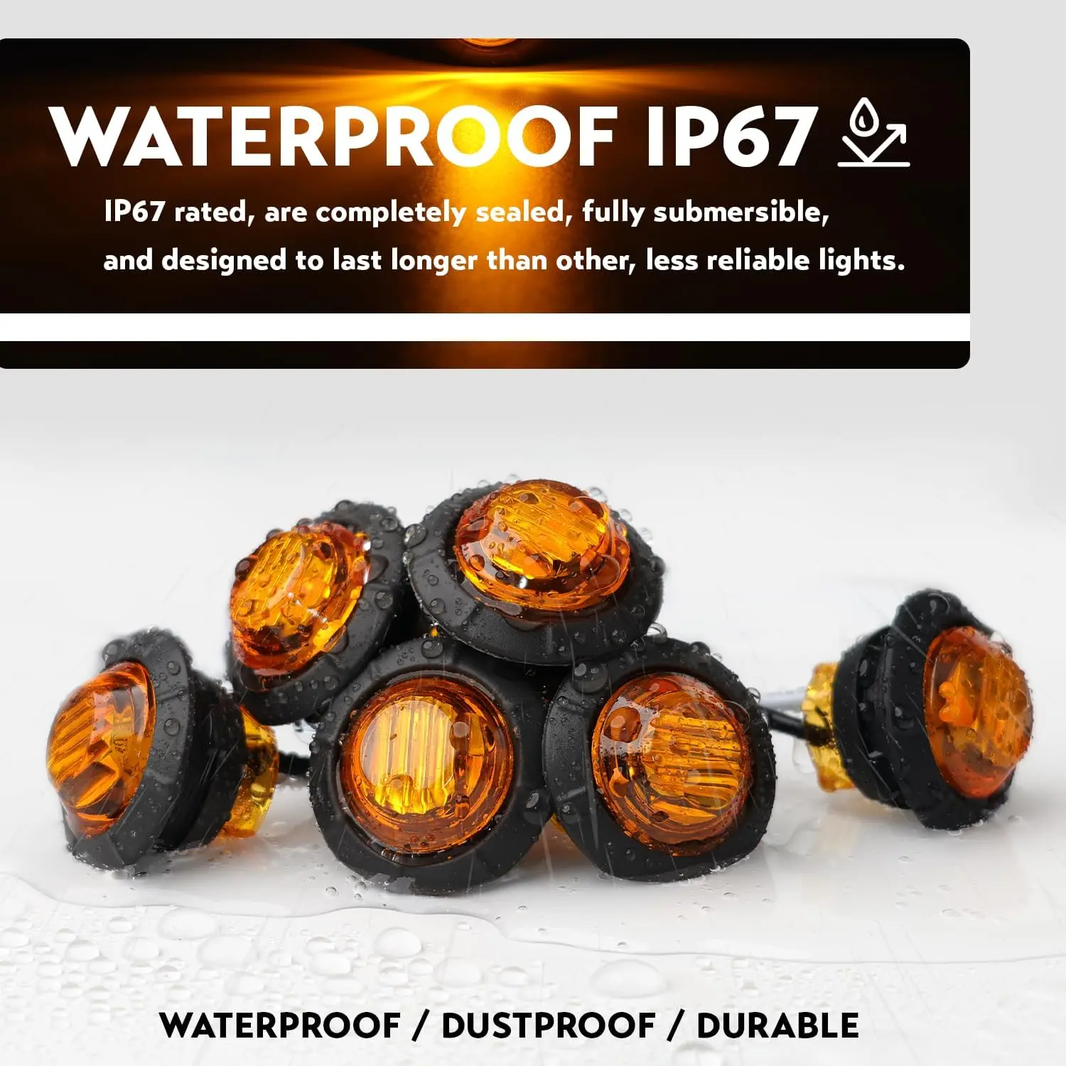 DIBMS 3/4 Inch Bullet Side Marker Light 50PCS Amber Round Clearance LED Front Rear Indicator Lights for Trailer Van Caravan Boat Truck RV Car Bus Led Backlights