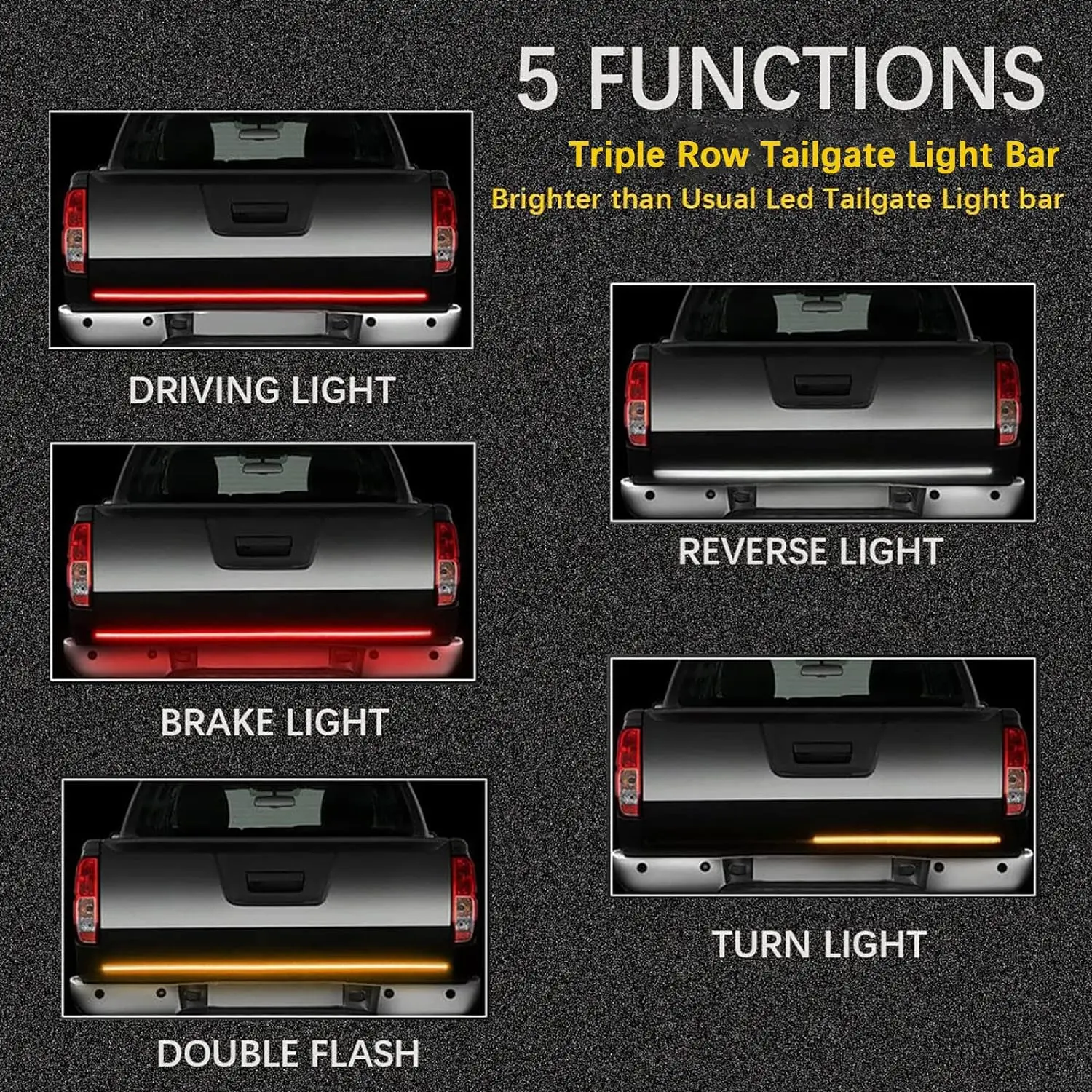 Upgrade Tailgate Light Bar 60 Inch Triple Row Tail light bar for Pickup Trailer SUV RV VAN Sequential Brake, Reverse & Turn Signal, Waterproof Plug & Play Truck ,Summer Vibe