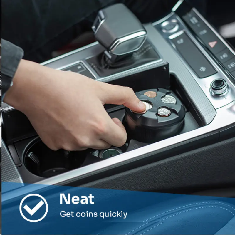 Joytutus Universal Coin Holder for Car High Capacity ABS Plastic Spring Mechanism Change Organizer Holds 35 Quarters 31 Nickels 45 Dimes 40 Pennies Compact Size Fits Standard Cup Holders