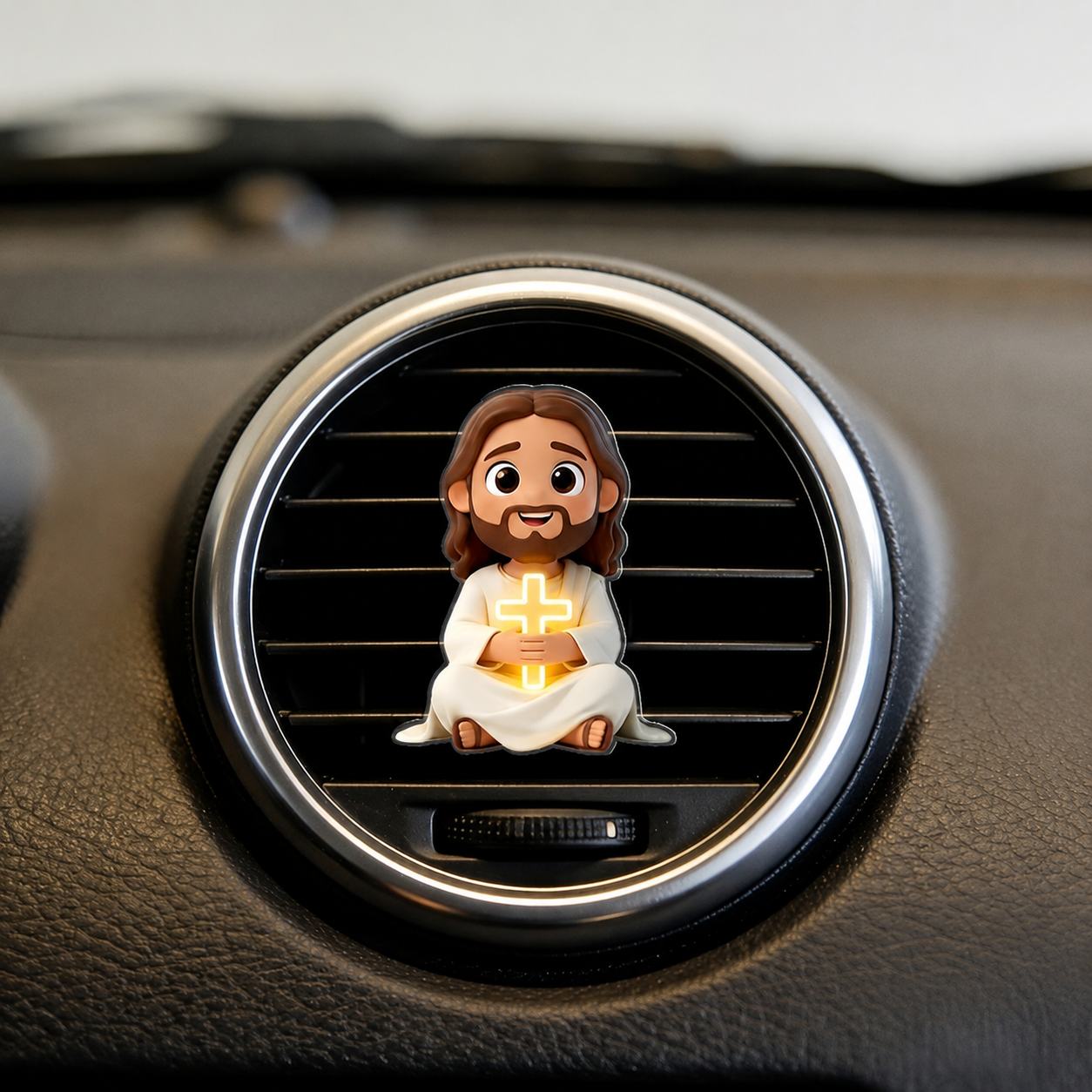 2D Jesus Holding Cross Car Air Vent Clip Fragrance Diffuser