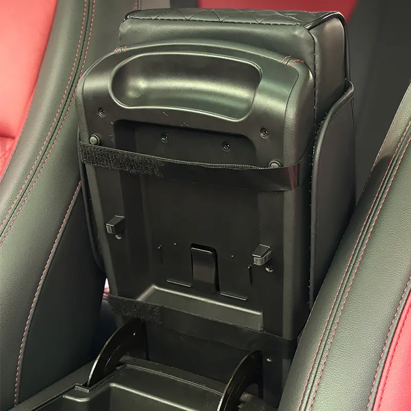 Quilted Car Center Console Armrest Organizer with Cup Holders and Tissue Holder
