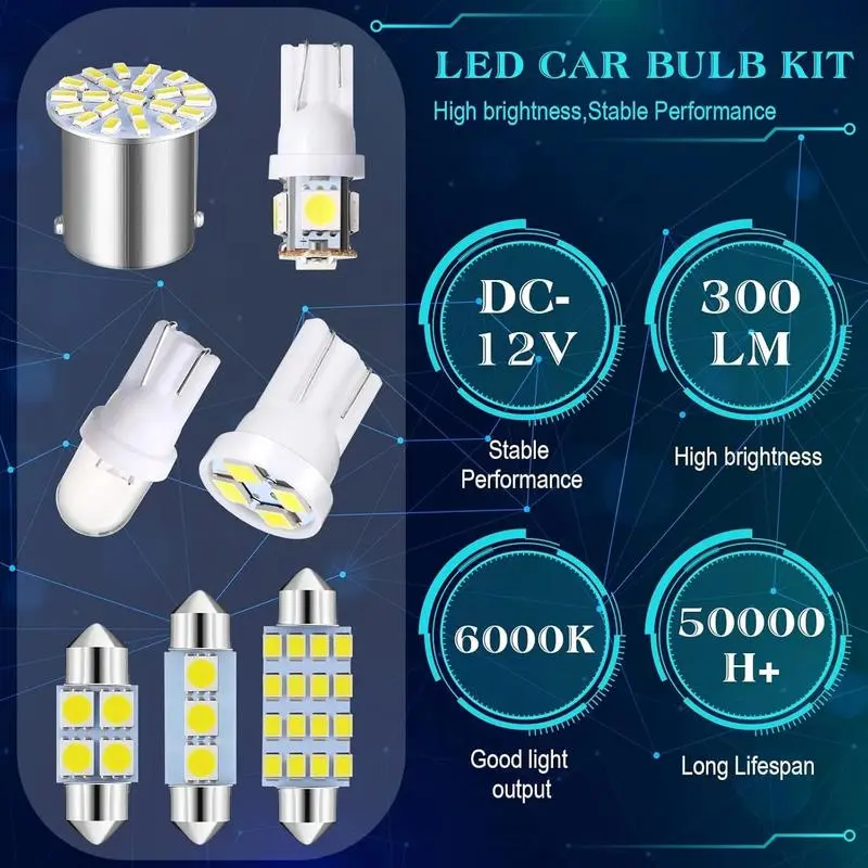 70 Pieces Dome Light LED Car Bulb Kit Set 