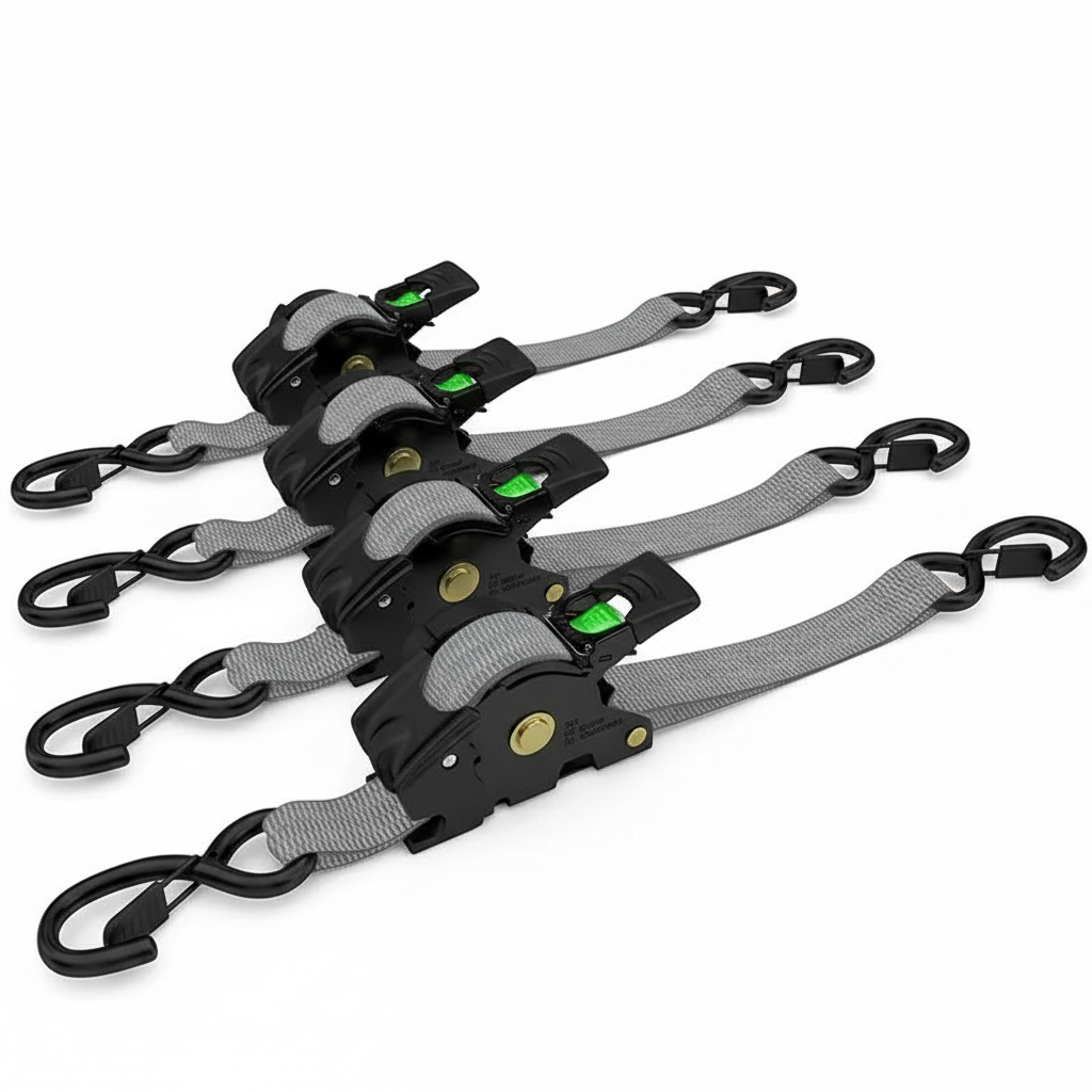 Pack Of 2 Heavy Duty Retractable Tie Down Straps 