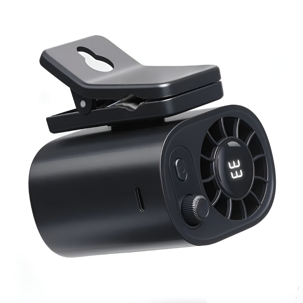 Adjustable Clip On Car Fan With LED Display And 360 Degree Rotation