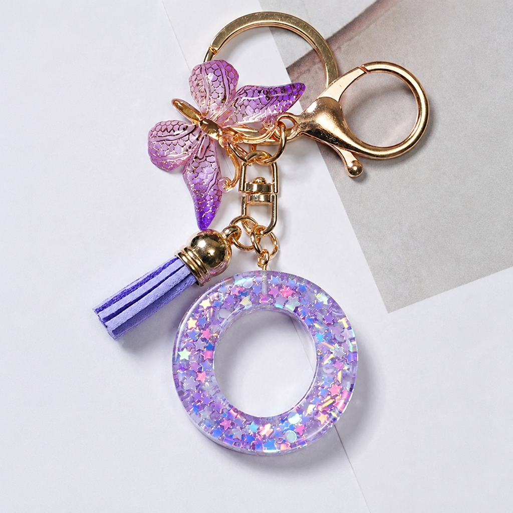 Alphabet Letter Keychain With Tassel And Lobster Charm For Keys And Bags