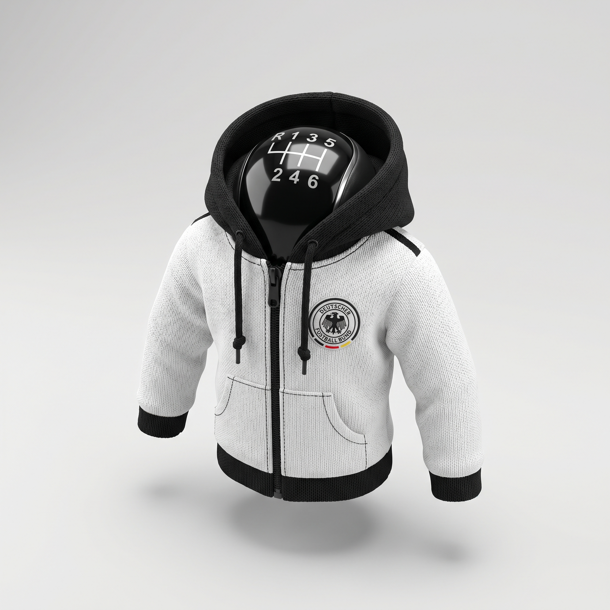 Germany Gear Shift Hoodie Cover, White and Black Die Mannschaft Fan Decor for World Cup 2026
