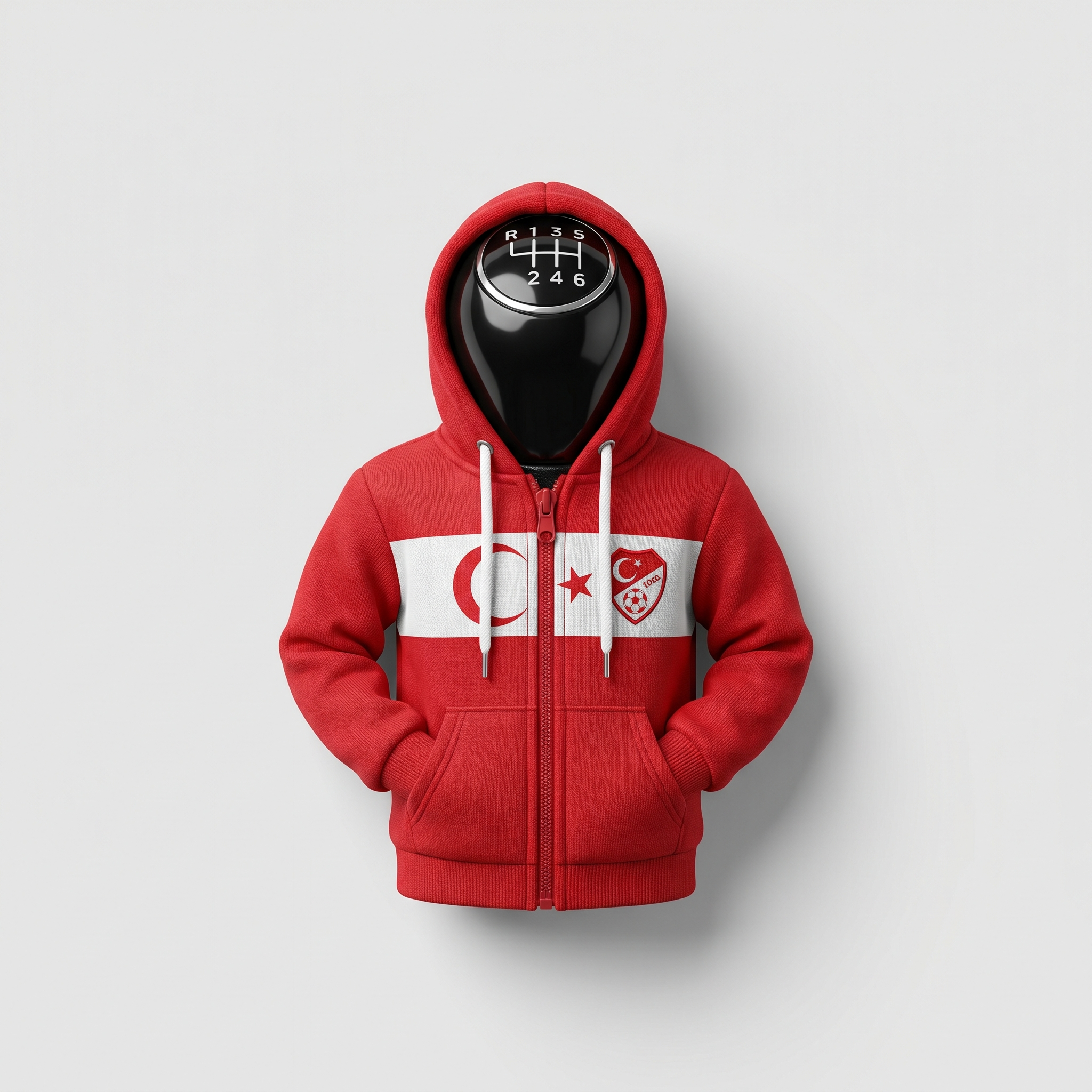 Turkey Gear Shift Hoodie Cover, Crescent-Stars Red Fan Tribute for World Cup 2026
