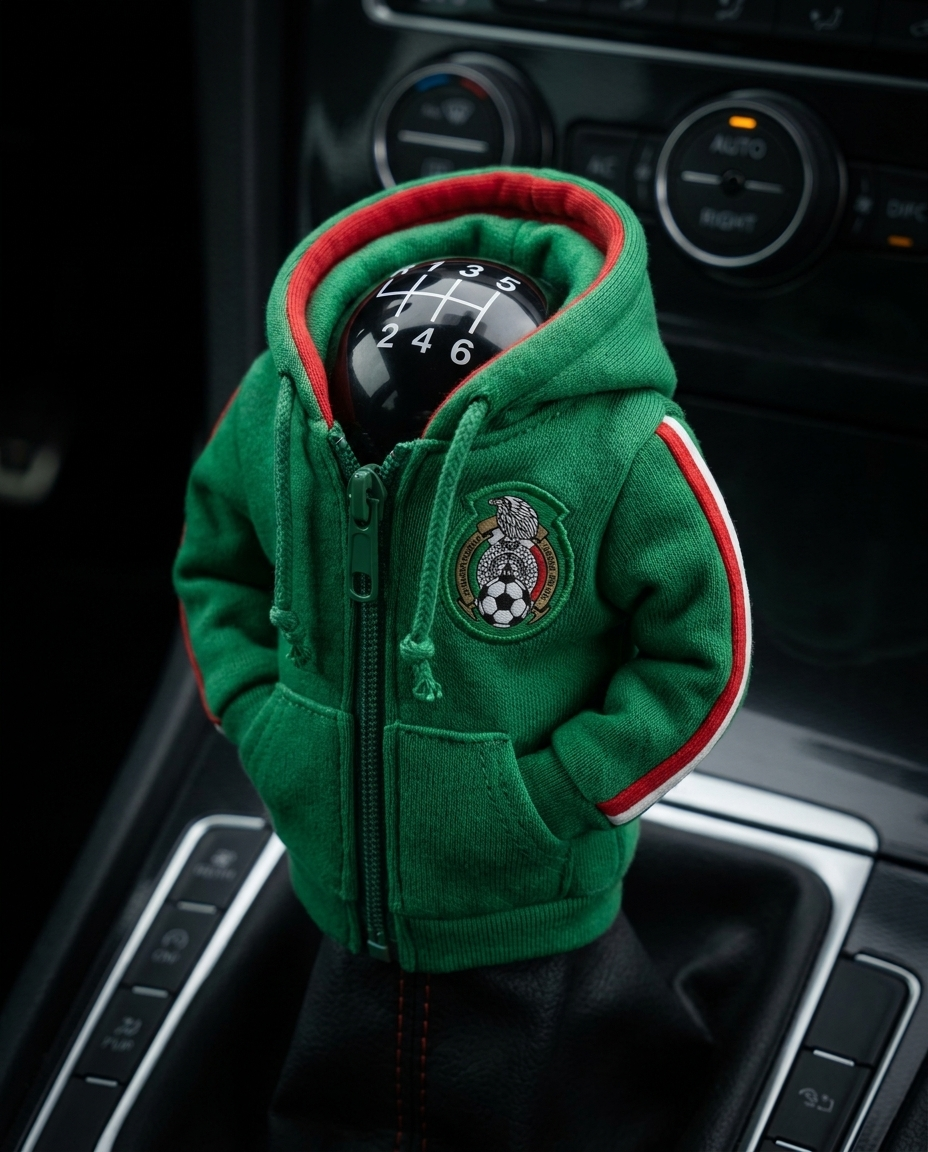 Mexico El Tri Gear Shift Hoodie Cover, Green Fan Tribute for Your Car (World Cup 2026)