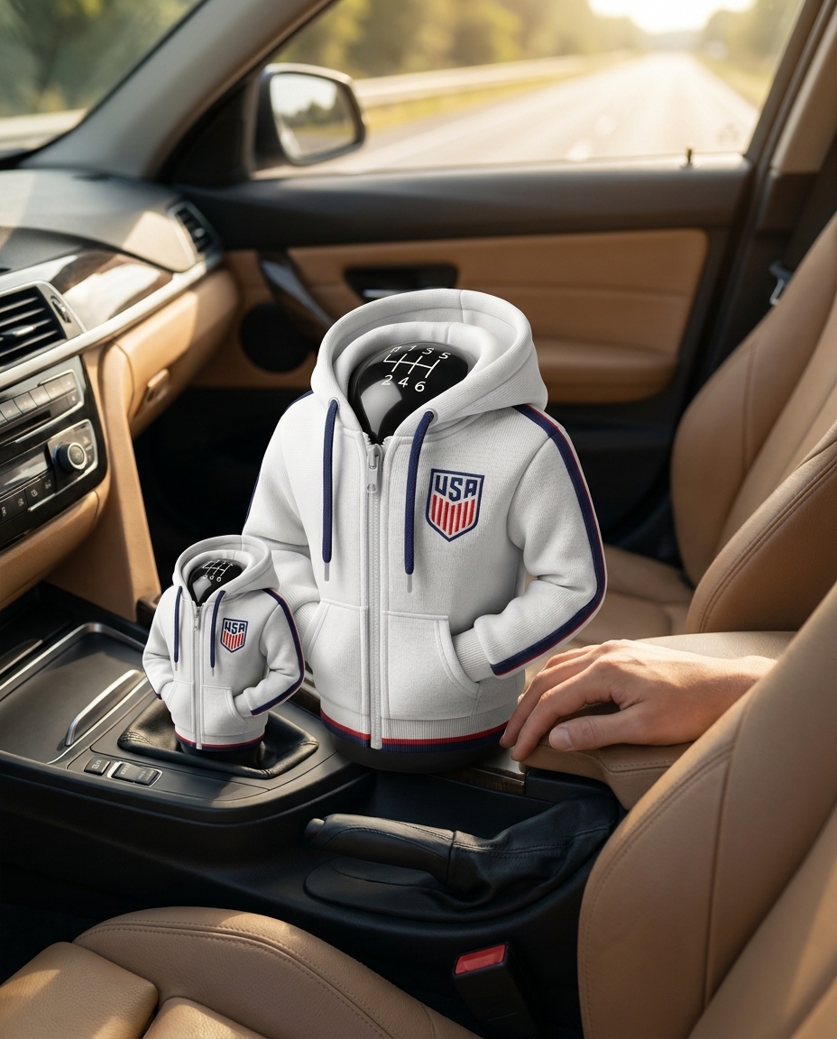 USA Gear Shift Hoodie Cover, Stars and Stripes Fan Tribute for World Cup 2026