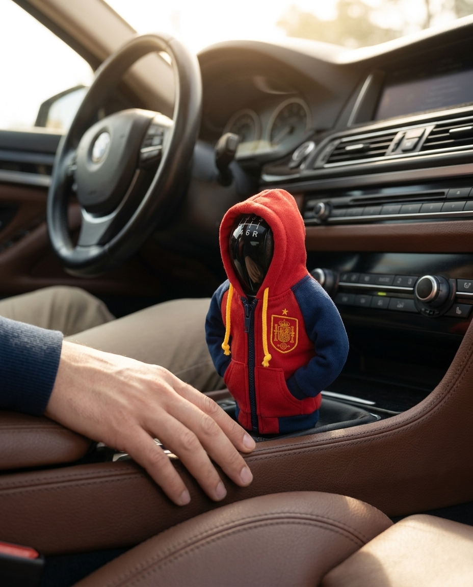 Spain Gear Shift Hoodie Cover, La Roja Red Fan Car Decor for World Cup 2026